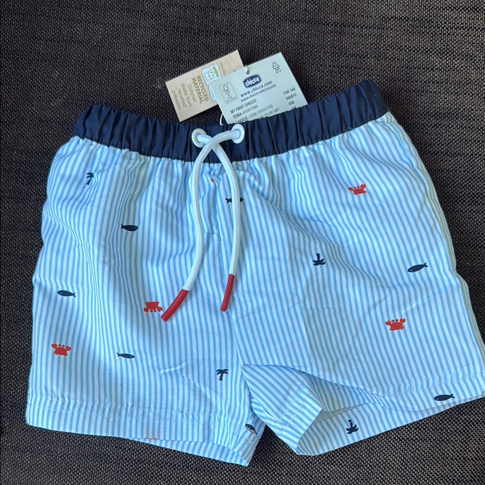 chicco Blue and Red Kids Swim Trunks - nwt - 18mos